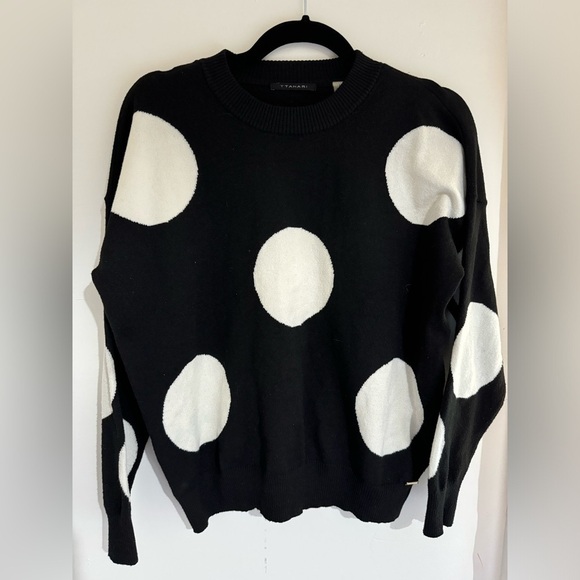 TTahari Black sweater with large white polka dots size S - Picture 1 of 3